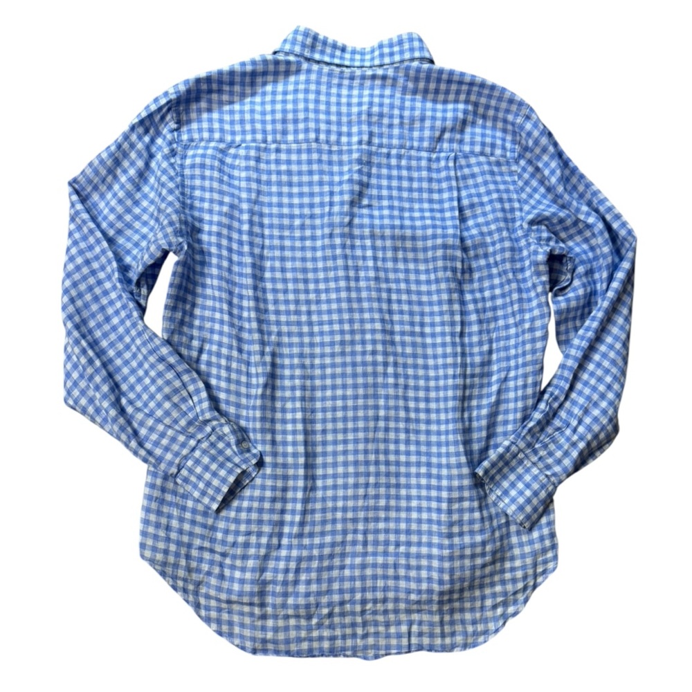 J. Mclaughlin Linen Gingham Button Down Shirt Siz… - image 2
